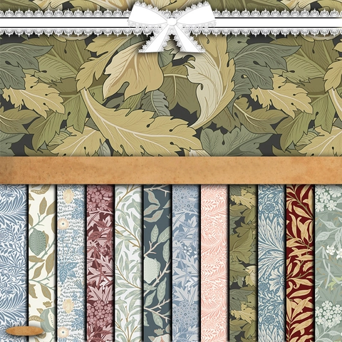 Carta Senza Legno Sfondo Motivo Botanico Floreale Vintage William Morris Per Scrapbooking Decorazione Fai Da Te