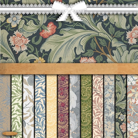 Scrapbook Papier Set in William Morris Stijl Vintage Offset Papier met Bloemenpatroon voor DIY Knutselen Cadeauverpakking Decoratie