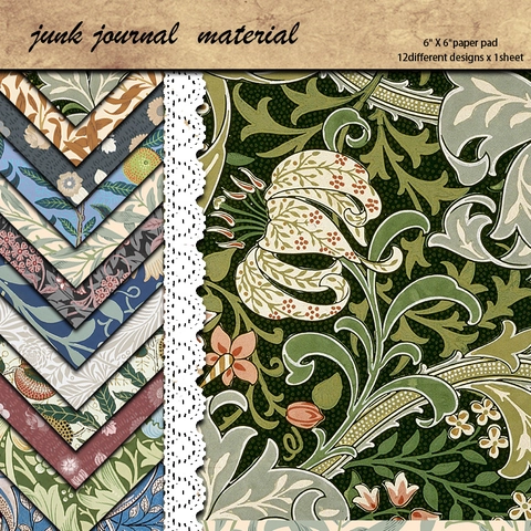 Papel Material de Scrapbooking Floral Vintage William Morris Papel Fondo Decorativo para Decoración de Diarios de Artesanía DIY
