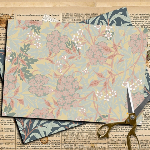 Carta per Scrapbooking Stile William Morris Vintage Floreale Decorativa Carta Offset per DIY Journaling Regalo
