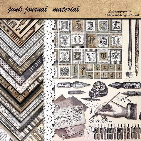 Vintage Skript Scrapbook Material Papier Set Retro Handschrift Hintergrundpapier Für Junk Journal Kartenherstellung Dekoration