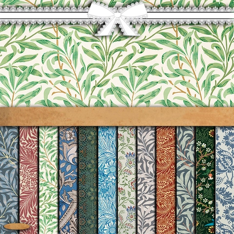 William Morris Vintage Botanik Blumen Scrapbooking Materialpapier 12 Muster Hintergrundpapier Für DIY Journal Handwerk Dekoration