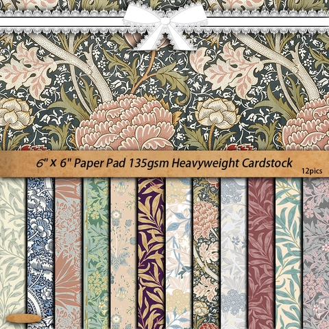 William Morris Botanisch Floral Scrapbook Papierpad Schwerer Karton Vintage Dekorpapier Für DIY Kunst Handwerk Journaling Verschönerung