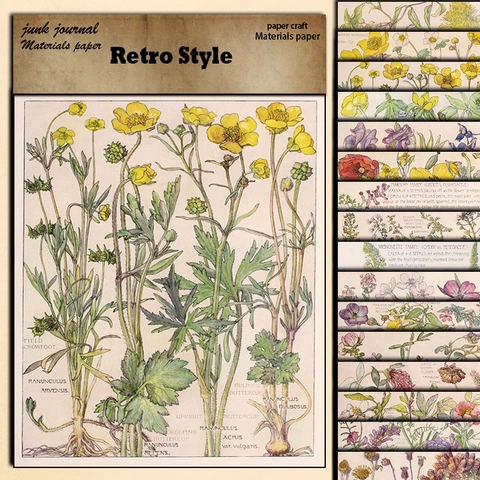 Vintage Botanisches Material Papier Britische Wildblumen Wissenschaftliche Illustration Dekoratives Papier Für Scrapbooking DIY Journaling