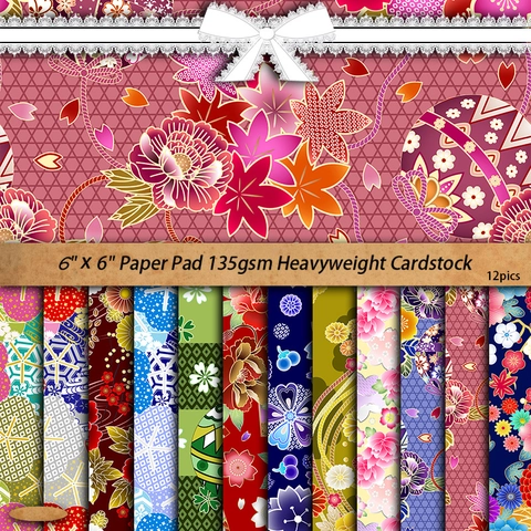 Papel de Scrapbooking Estilo Washi Japonés Patrón Floral Cartulina Para Decoración de Diario DIY Material de Artesanía