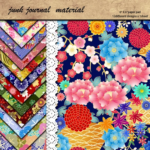 Papel de Scrapbooking Estilo Washi Japonés Patrón Floral Cartulina Para Decoración de Diario DIY Material de Artesanía