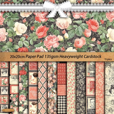 Vintage Victoriaans Cupido Scrapbook Papier Bloemen Roos Portret Patroon Decoratief Achtergrondpapier Voor DIY Junk Journal Kaarten Maken