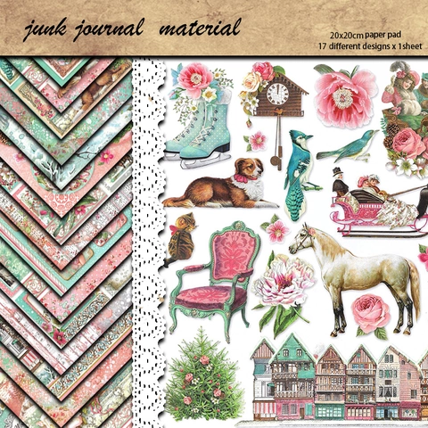 Papel de Material de Scrapbook Temático de Invierno Victoriano Vintage Sin Ácido Papel Artesanal Decorativo para Diario DIY