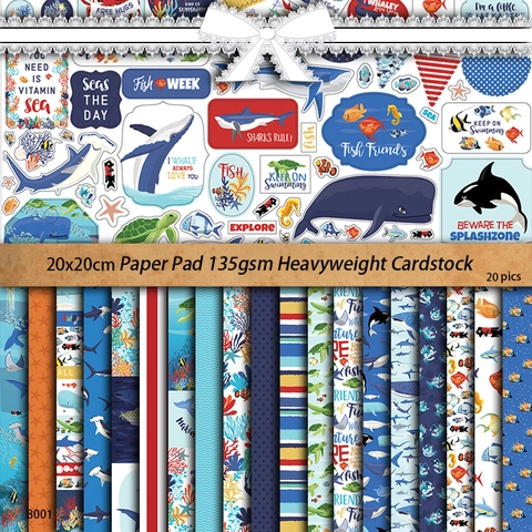 Papel de Material de Scrapbooking de Criaturas Marinas Vintage Para Junk Journaling DIY Decorativo Vida Oceánica Cartulina Para Artes