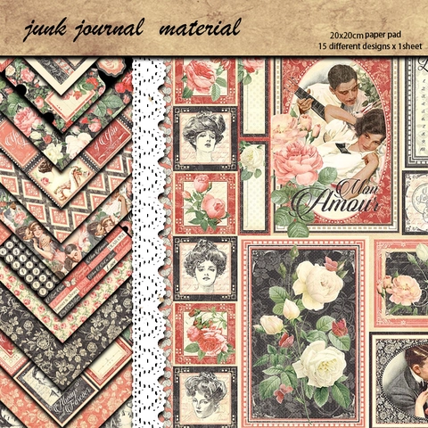 Vintage Victoriaans Cupido Scrapbook Papier Bloemen Roos Portret Patroon Decoratief Achtergrondpapier Voor DIY Junk Journal Kaarten Maken