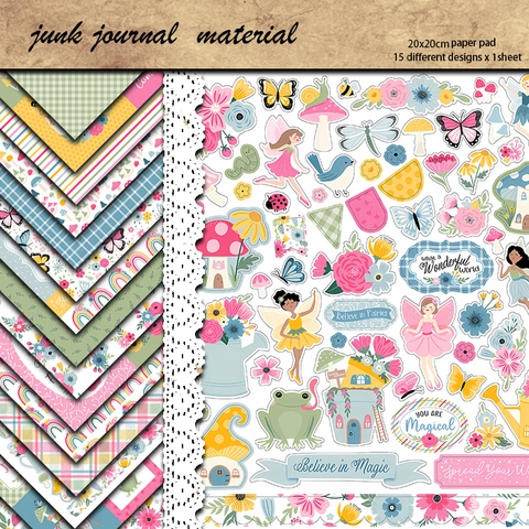 Märchengarten Scrapbook Material Papier Säurefrei Schwerer Karton Blumen Pilz Muster Für DIY Journaling Hintergrund Papier Vintage Stil