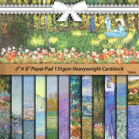 Vintage Impressionistische Kunst Landschap Scrapbooking Papier Pad 135gsm Zwaargewicht Karton Voor DIY Journaling Achtergrond Decoratief Papier
