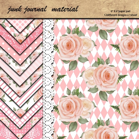 Papel De Scrapbook Vintage Con Patrón De Rejilla Floral Para Journaling DIY Fondo Decorativo De Cartulina Diseños Surtidos Tema Rosa