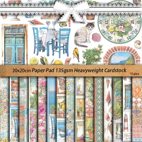 Vintage Mediterraner Stil Architektur Blumen Scrapbook Papier Pad Für DIY Journal Kartenherstellung Handwerk Material