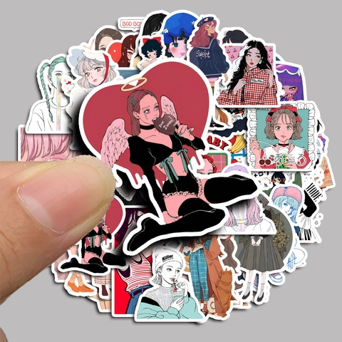 Vintage Manga Mädchen Aufkleber Retro Comic Stil Wasserdichte Decals Für Scrapbooking Laptop Handyhülle DIY Dekoration
