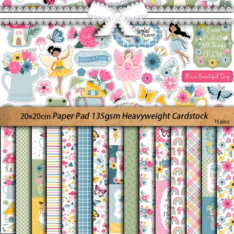Märchengarten Scrapbook Material Papier Säurefrei Schwerer Karton Blumen Pilz Muster Für DIY Journaling Hintergrund Papier Vintage Stil