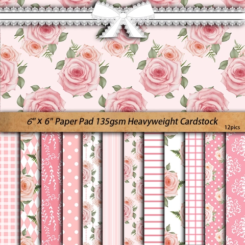 Papel De Scrapbook Vintage Con Patrón De Rejilla Floral Para Journaling DIY Fondo Decorativo De Cartulina Diseños Surtidos Tema Rosa