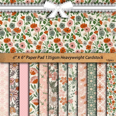 Vintage Blumen Scrapbooking Materialpapier Dekoratives Muster Offsetpapier Für DIY Journal Planer Dekoration Basteln