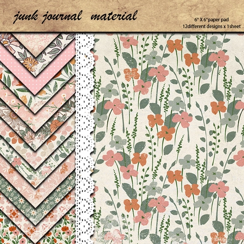 Vintage Blumen Scrapbooking Materialpapier Dekoratives Muster Offsetpapier Für DIY Journal Planer Dekoration Basteln
