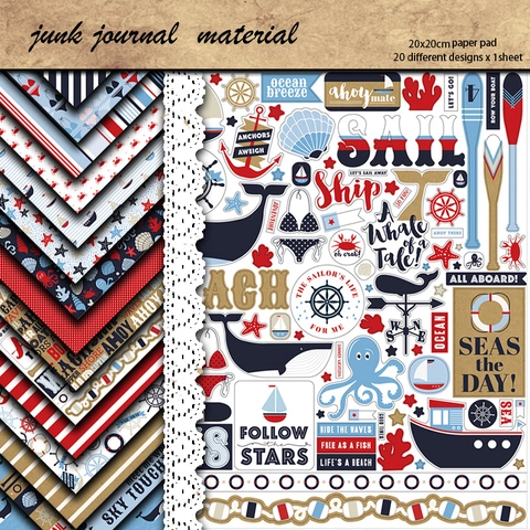Vintage Nautische Thema Dekopapier Für DIY Scrapbooking Schwerer Karton Mehrere Marine Designs Quadratisches Material