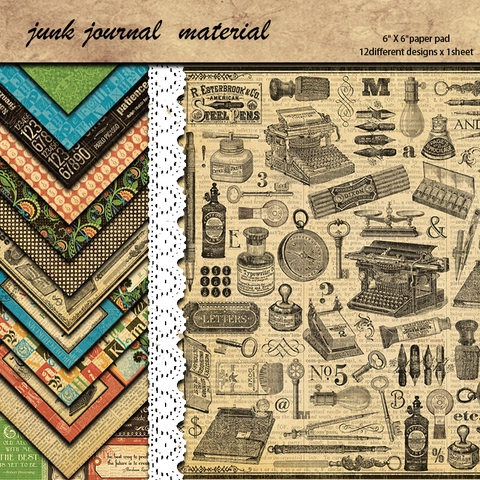 Vintage Dekorativer Scrapbook Papierblock Architektur Blumen Für Journaling DIY Collagen Hintergrund Fotografie Requisiten
