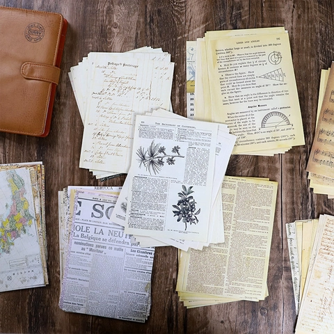Papel de Scrapbooking Vintage Suministros de Diario Retro Papel de Material DIY Arte Artesanía Diario Planificador Páginas de Libros Antiguos Decorativos