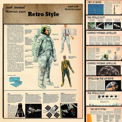 Vintage Weltraum Astronaut Zeitungs Material Papier Offsetpapier Für DIY Scrapbooking Junk Journal Collage Dekorpapier