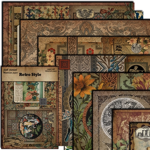 Retro Mittelalter Stil Scrapbooking Material Papier Vintage Figuren Schloss Blumen Design Junk Journal Deko DIY Bastelpapier