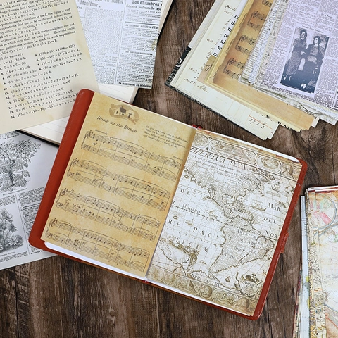 Papel de Scrapbooking Vintage Suministros de Diario Retro Papel de Material DIY Arte Artesanía Diario Planificador Páginas de Libros Antiguos Decorativos