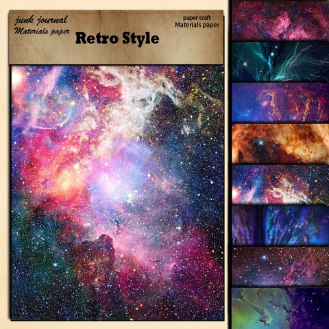 Vintage Sternenhimmel Nebel Galaxie Scrapbook Material Papier Für Junk Journaling DIY Handwerk Dekoratives Retro Kosmos Papier