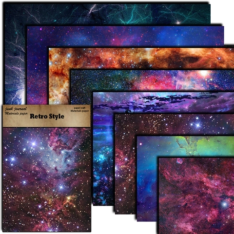 Vintage Sternenhimmel Nebel Galaxie Scrapbook Material Papier Für Junk Journaling DIY Handwerk Dekoratives Retro Kosmos Papier