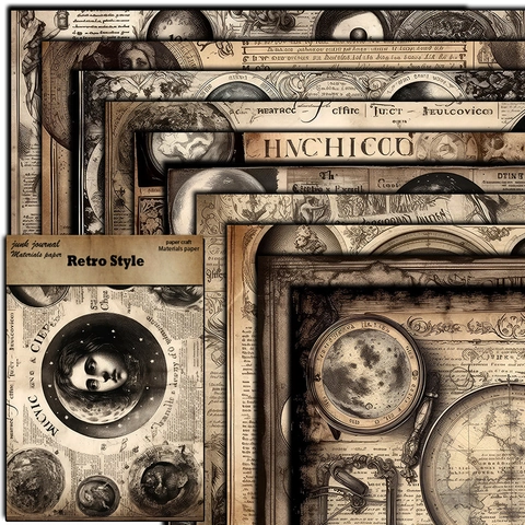 Papel De Material Retro Planeta Misterioso Vintage Junk Journal Scrapbooking Papel Decorativo Para Bricolaje Artes Astronomía