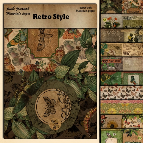 Vintage Schmetterling Botanisch Scrapbooking Papier Material Für Junk Journal DIY Handwerk Deko Hintergrundpapier Zubehör