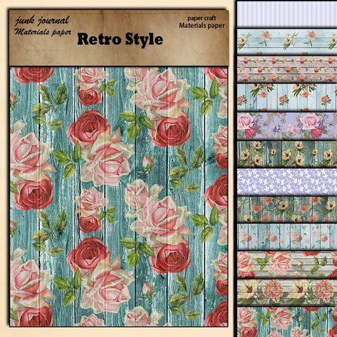 Vintage Rose Scrapbooking Papier Botanisches Blumenmuster Offset Papier Pad Für Junk Journal DIY Bastelarbeiten Hand Account Deko