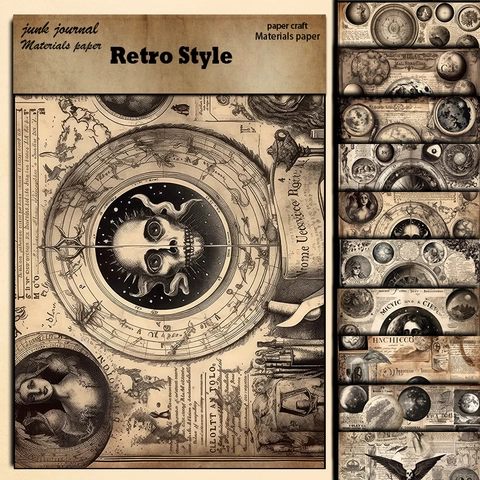 Papel De Material Retro Planeta Misterioso Vintage Junk Journal Scrapbooking Papel Decorativo Para Bricolaje Artes Astronomía