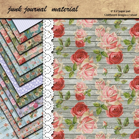 Vintage Rose Scrapbooking Papier Botanisches Blumenmuster Offset Papier Pad Für Junk Journal DIY Bastelarbeiten Hand Account Deko