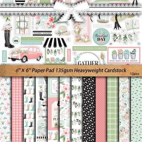 Carta per Scrapbooking Floreale Vintage 12 Fogli 6x6 Pollici Cartoncino Decorativo Pesante per DIY Journaling Artigianato
