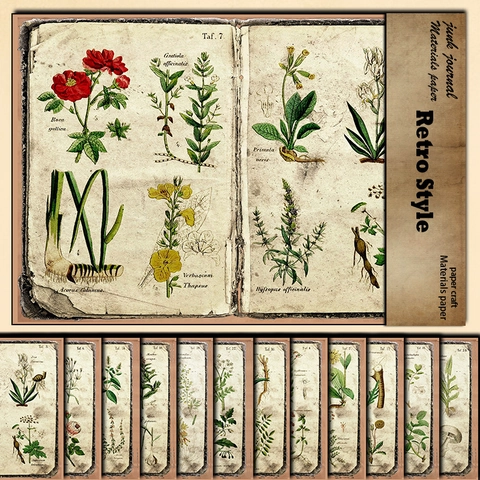 Vintage Botanical Fern Material Paper Retro Plant Illustration Scrapbooking Background Acid Free Paper For DIY Journal