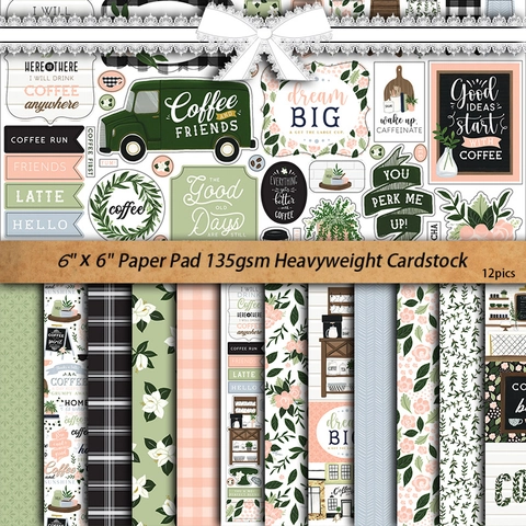 Vintage Scrapbook Papier Floral Karomuster Kaffee Thema Dekoratives Hintergrundpapier Für DIY Kartenherstellung Basteln