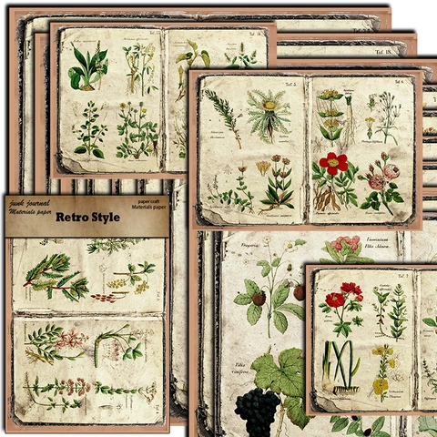 Vintage Botanical Fern Material Paper Retro Plant Illustration Scrapbooking Background Acid Free Paper For DIY Journal