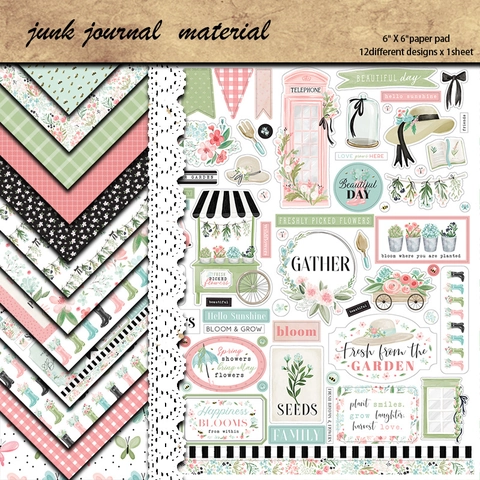 Carta per Scrapbooking Floreale Vintage 12 Fogli 6x6 Pollici Cartoncino Decorativo Pesante per DIY Journaling Artigianato