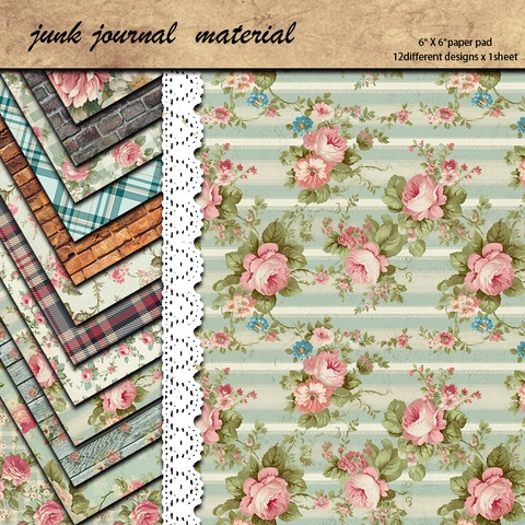 Retro Stil Scrapbook Material Papier Floral Karo Ziegel Holzmaserung Dekorationspapier Für Journaling DIY Handwerk