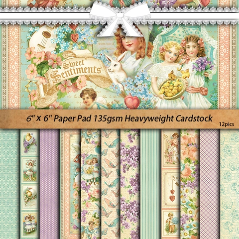 Carta per Scrapbooking Retrò Vittoriana Cartoncino a Fiori Angelo Carta Decorativa per Sfondo per Fai da Te Diari Arte