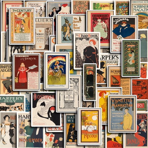 Adesivi Poster d'Arte Vintage Figure Retro DIY Journal Scrapbooking Decorazione Adesivi in Carta Estetici Illustrazione Stampata