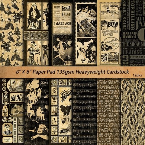 Paquete de Papel de Material de Scrapbook Tema Película Vintage para Junk Journaling Papel Estampado Decorativo Retro para Manualidades