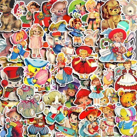Adesivi per Cartoni Animati in Stile Vintage Showa Per Scrapbooking Decorazione DIY Retro Personaggio Animale Carta Adesiva