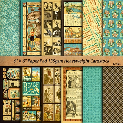 Vintage Boardwalk Seaside Scrapbooking Papier Pad Retro Figur Hintergrund Material Pad Für DIY Journal Handwerk Grußkarte