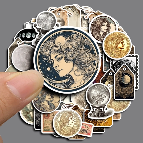 Adesivi Celestiali Vintage Con Motivi Di Sole E Luna Impermeabile Per Scrapbooking Journaling Artigianato Fai-Da-Te Estetico