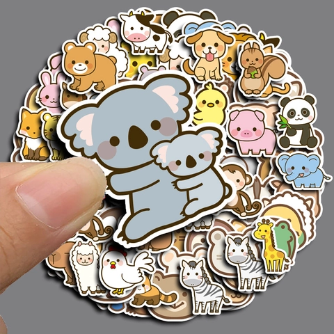 Kawaii Cartoon Animal Stickers Waterproof PVC Die-Cut Decals For Scrapbooking Journal Notebook Laptop DIY Creative Decoration