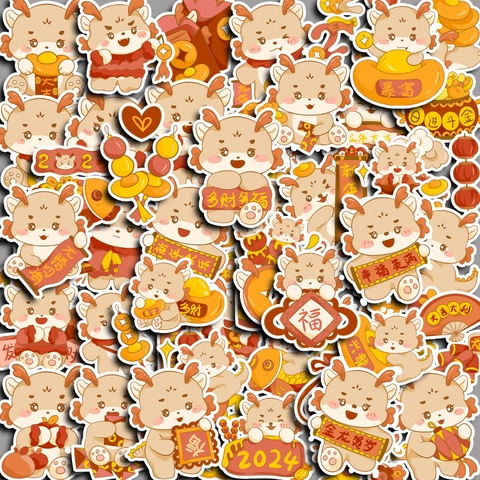 2024 Capodanno Cinese Del Drago Adesivi Cartoon Impermeabili in PVC Per Journal Scrapbook Decorazioni Festive Di Capodanno